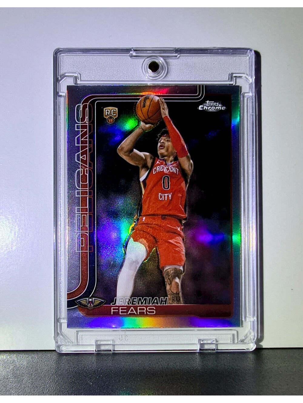 Jeremiah Fears Rookie 2025 NBA Topps Chrome Update #157 Refractor Card Pelicans